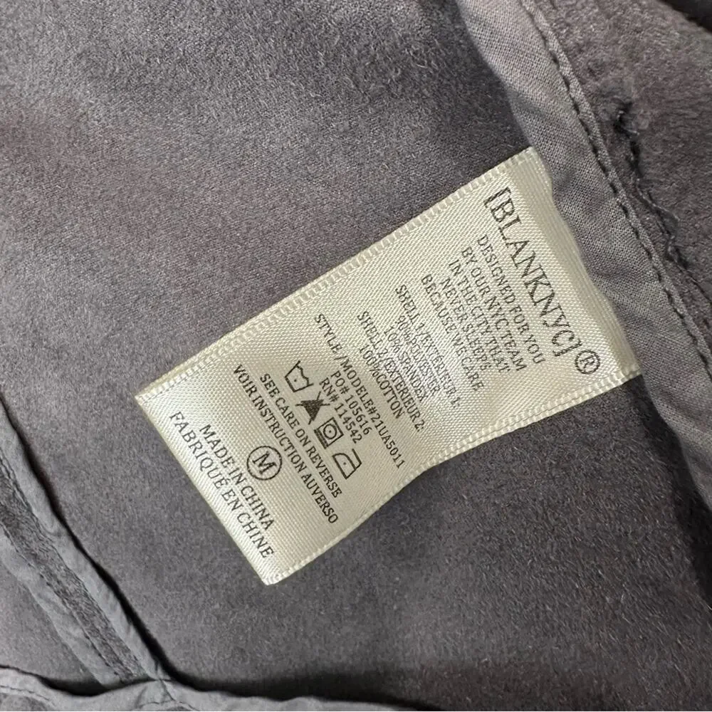 Blank NYC Gray moto Teddy Jacket suede plush coat size medium